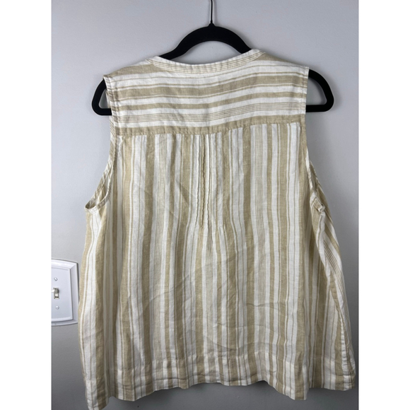 Faherty Isha Top XL 100% Linen Natural Bombay Stripe Sleeveless Blouse Resort - Picture 6 of 6